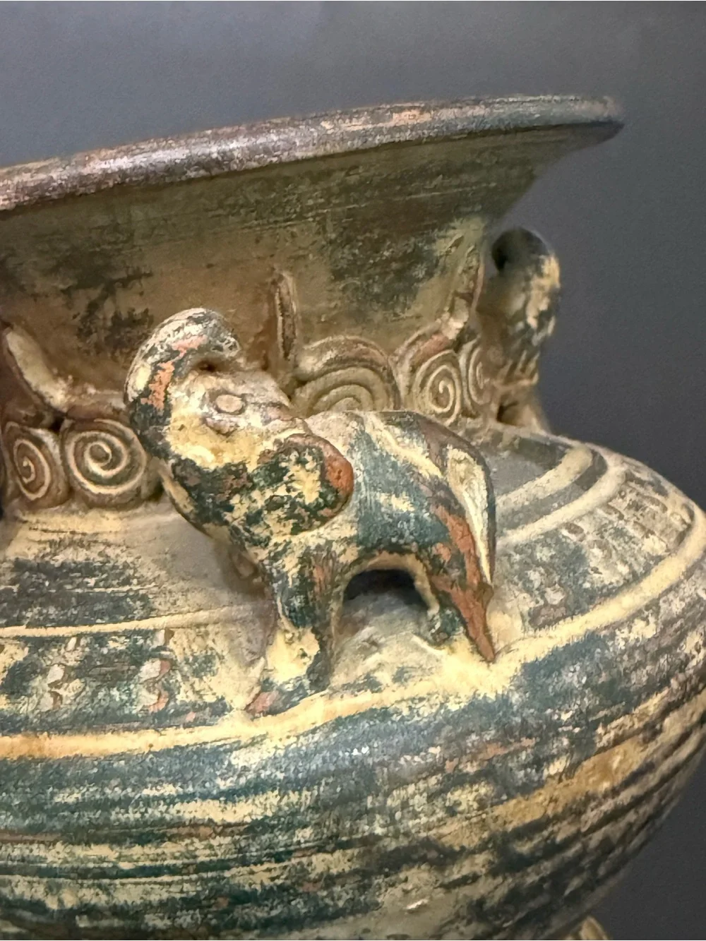 Pair of Vintage Asian Pottery Elephant Details 4.25” Vase
